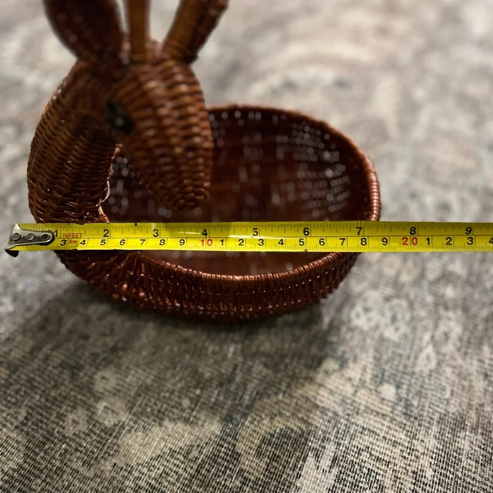 Vintage Deer Reindeer Basket - Brown Cottage Basket - Woodland Animal Wicker